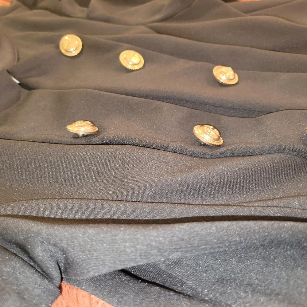 Black Puffy Short Sleeve Open Front Jacket - Picture 4 of 8